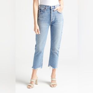Agolde Riley Crop High Rise Raw Hem Jeans Size 29